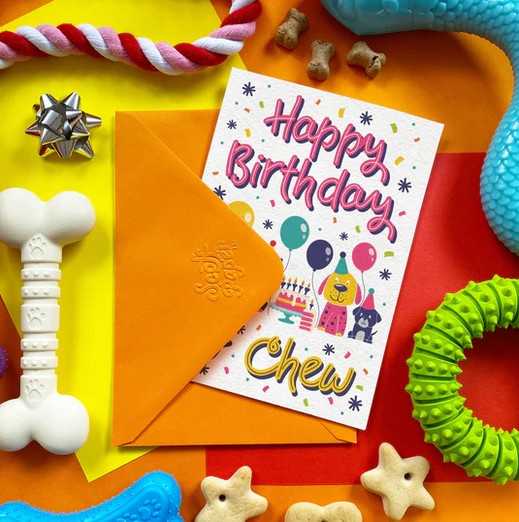 Happy Birthday to CHEW! - Dog Birthday Treat Card (Bacon)