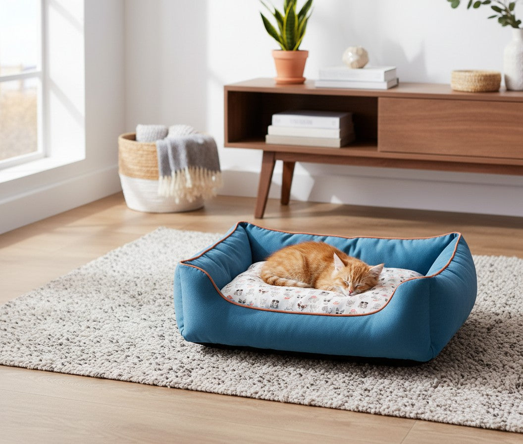 Ministry of Pets Printed Sofa Bed – Blue (S/M)