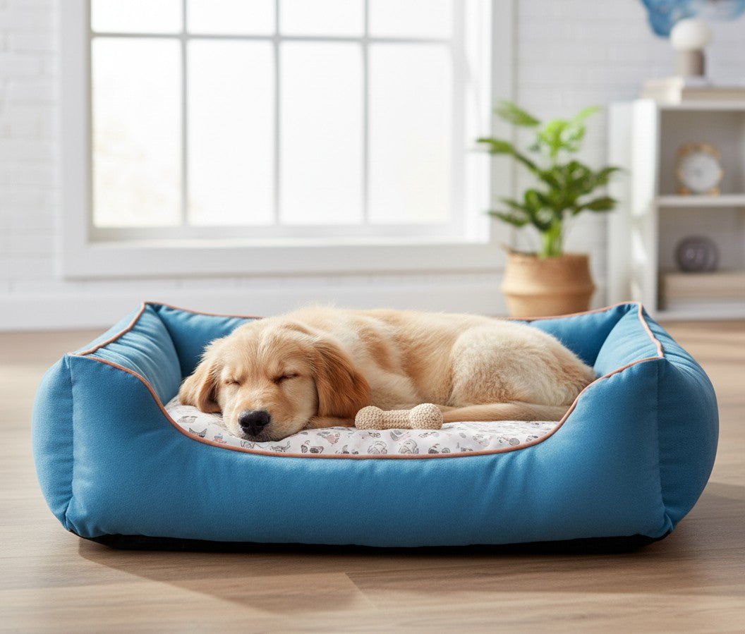 Ministry of Pets Printed Sofa Bed – Blue (S/M)