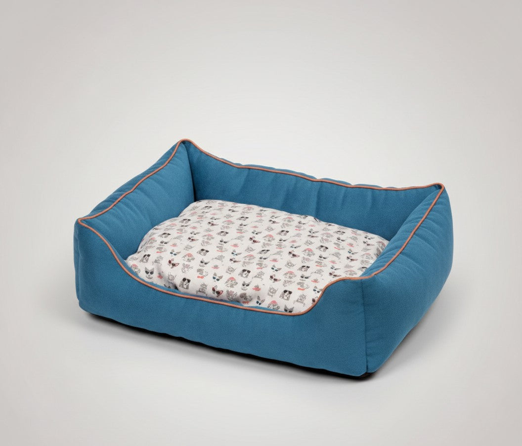 Ministry of Pets Printed Sofa Bed – Blue (S/M)