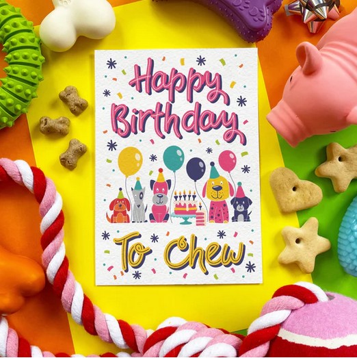 Happy Birthday to CHEW! - Dog Birthday Treat Card (Bacon)