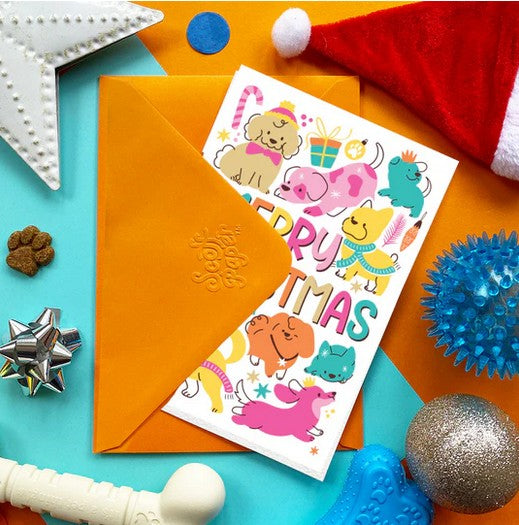 Merry Christmas Pastel - Edible Dog Card (Chicken)