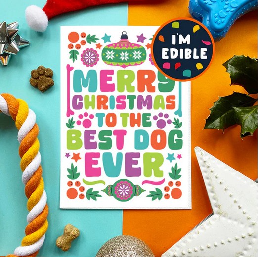 Best Dog Ever Christmas 2025 - Christmas Dog Gift Card (Chicken)