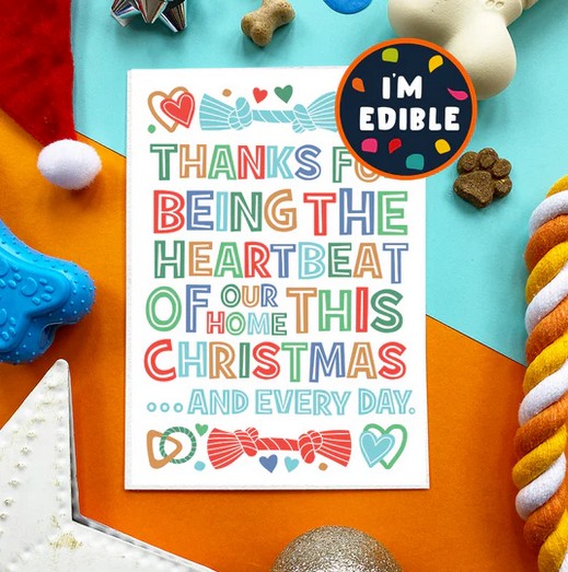 Heartbeat Christmas Dog - Edible Dog Card (Chicken)