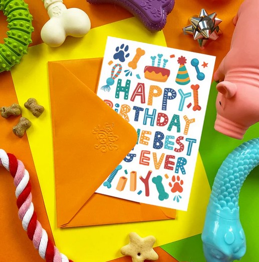 Happy Birthday Best Dog 2025 - Dog Birthday Treat Card (Chicken)