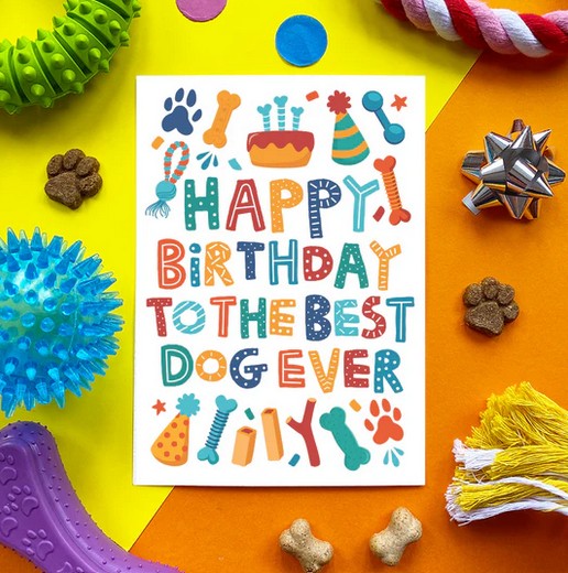 Happy Birthday Best Dog 2025 - Dog Birthday Treat Card (Chicken)